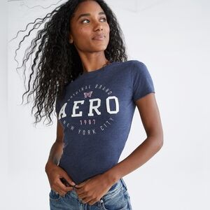 Aeropostale Heathered Blue Crew Neck Tee